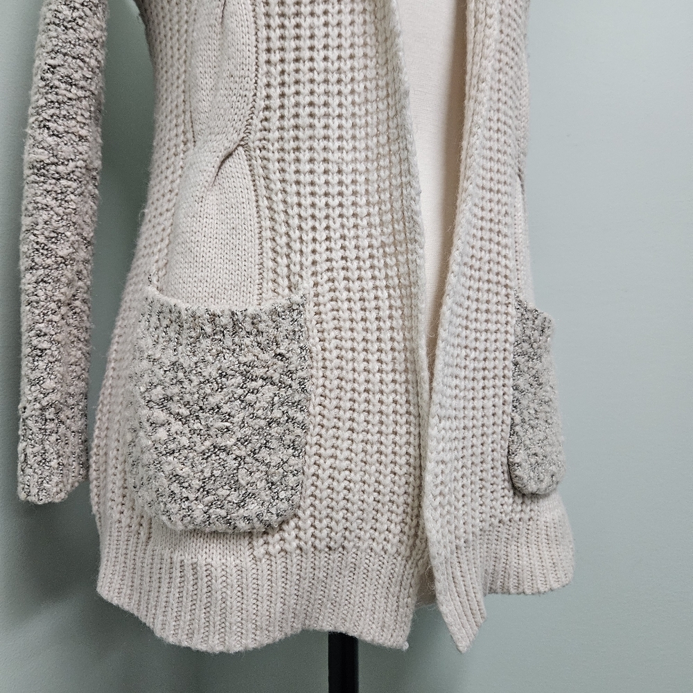 Candie's Cardigan Cream Neutral Sweater Minimalist Pockets XS - Picture 4 of 12